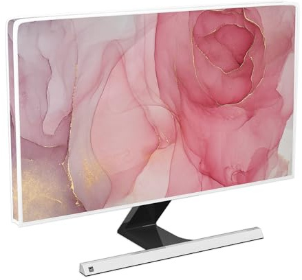 Baocicco Abstract Computer Monitor Cover with Pink Marble Design Full Body Cover for Computer Screen Panel Case Computer Sleeve Compatible with iMac 26, 26-28 PC, Desktop and TV Home Office Computer