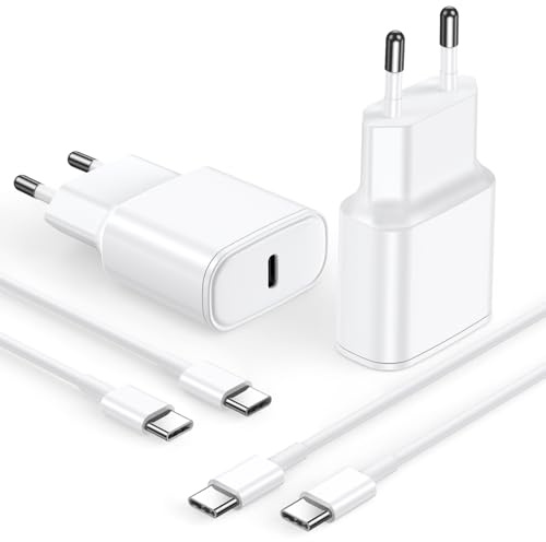 20W USB‑C PD Schnellladegerät 2er Set, 2×2m Ladekabel, Kompatibel mit iPhone 17/16/15, iPad Pro/Air, MacBook