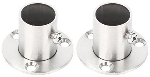 Sourcingmap Stainless Steel Cabinet Clothes Closet Rod Bracket Holder Flange Socket 19mm Dia 2 Pcs