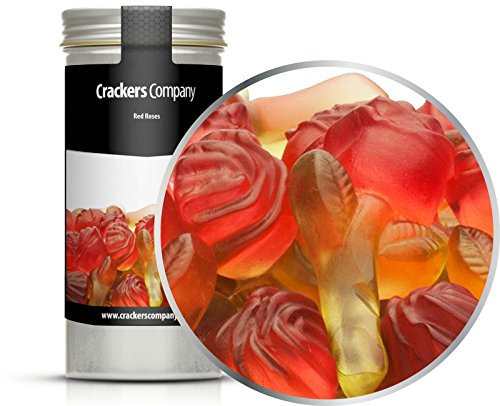 5 x 110g Fruchtsaftgummi Rosen Gummibonbon rote Rosen mit grünem Stiel ideal als Geschenk glutenfrei laktosefrei