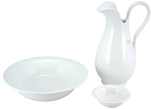 Home 2938000 Brocca, Portasapone, Catino in Ceramica, Bianco, 3 Pezzi