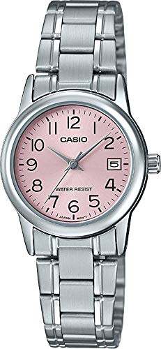 Casio #LTP-V002D-4B Women's Standard Stainless Steel Pink Dial Date Watch