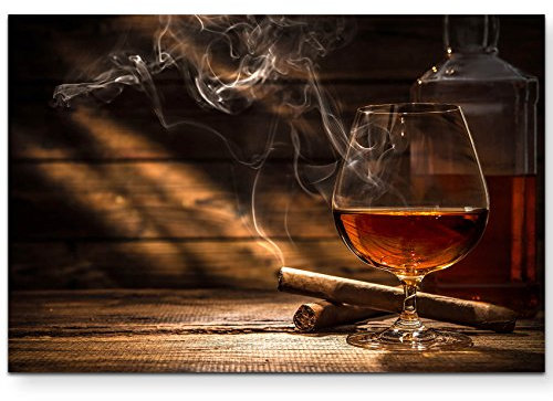 Paul Sinus Art Leinwandbilder | Bilder Leinwand 120x80cm Whiskey und Zigarette