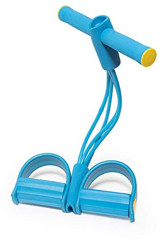 Chrasy Multifunktions-Leg-Exerciser Pedal Resistance Band Expander Fitnessband Sit Up Pull Seil Zugseil 4-Röhren Trainingsgerät (Blau)