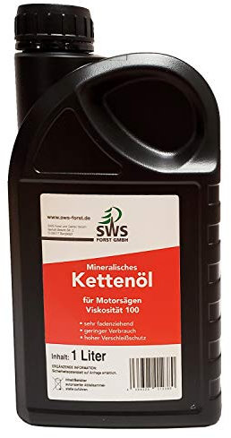 SWS Forst GmbH SUPER-OIL Kettensägenöl 1L – Hochwertiges Kettenöl für Motorsäge – Sägekettenöl mit Haftzusatz – Für Kettensäge & Führungsschiene