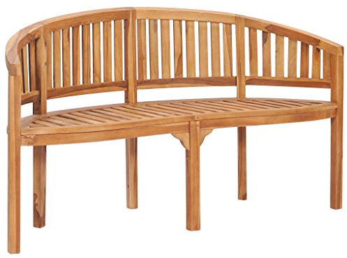 sazoley Bananenbank 3-Sitzer Teak Massiv Gartenbank Sitzbank 151 x 62 x 86 cm (L x B x H) Holzbank Parkbank Affenbank Terassenbank Balkonbank