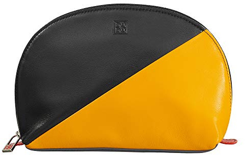 DUDU Make-up- und Kosmetiktasche aus Leder für Reisen mit Reißverschluss Mehrfarbig Schwarz