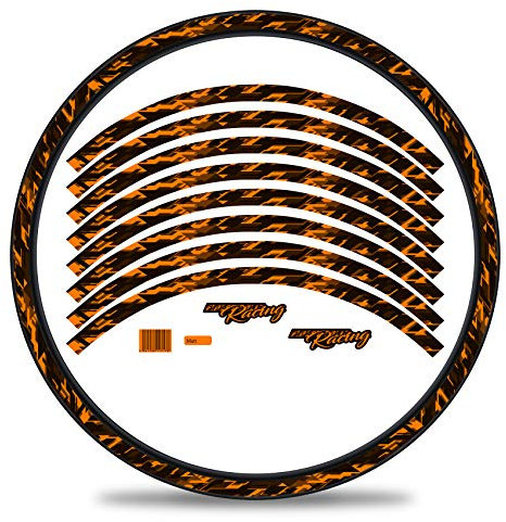 16-teiliges Set Felgenrandaufkleber Sticker für Fahrrad Felgen im Future Design Komplett Set für 27 29 für Rennrad Mountainbike MTB Laufrad RX027 (Neon Orange, Matt)