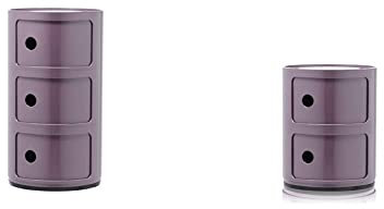 Kartell Componibili Contenitore, Abs, Viola, 32 X 32 X 59 Cm & Componibili Contenitore 2 Elementi, Base Tonda, Abs, Viola, 32 X 32 X 40 Cm