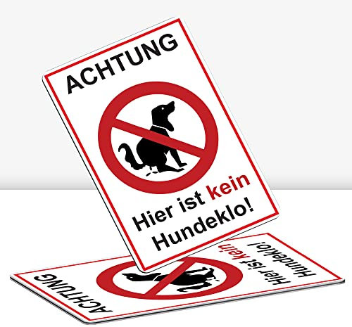 2 Stück Achtung hier ist kein Hundeklo Schild 20 x 30 cm Alu 3mm Alu-Dibond stabile Aluminiumverbundplatte keine Hundetoilette mit UV-Schutz von STROBO