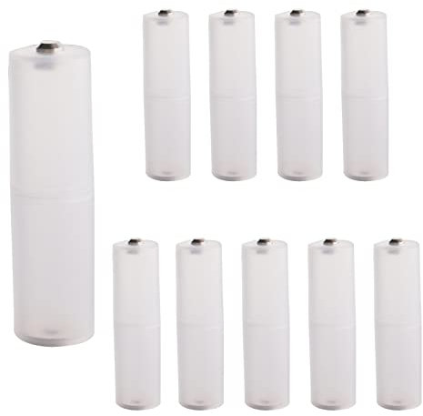 10PCS AAA to AA Battery Adapter Converter AAA to AA Battery Holder Transparent Cases AAA to AA Adapter with Metal Contacts on Bottom for Battery Converter AAA to AA