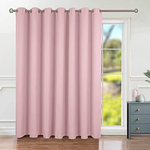 BGment Raumteiler-Vorhang, 244 cm lang, breiter Raumverdunkelungsvorhang für Kinderzimmer, Privatsphäre, isoliert, Ösen, Raumtrenner, Vorhang, 1 Panel, 254 x 244 cm, Rosa