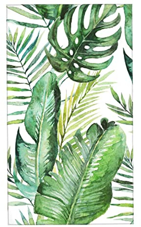 COVASA Palm Hand Towels for Bathroom Set of 2 Tropical Palm Leaves Jungle Fern Floral Soft Absorbent Small Bath Towel Decorative Kitchen Dish Guest Towel for Spa,Gym,Christmas 15.7x27.5 Green