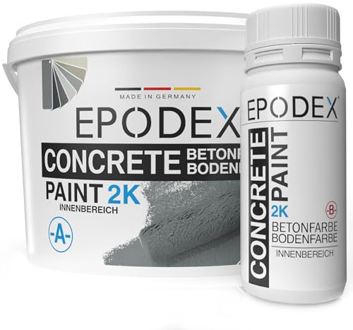 EPODEX 2K Vernice per calcestruzzo - 1,8kg - Rosso svedese | Vernice per pavimenti interni in cemento, pavimento garage, cantina, officina, impermeabile - 4,5m² per 2 mani