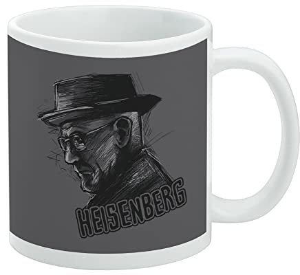 Breaking Bad Heisenberg Skizzierte Keramik-Kaffeetasse, Neuheit Geschenk Tassen für Kaffee, Tee und heiße Getränke, 325 ml, Weiß