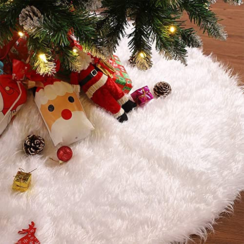 90cm Plüsch Weihnachtsbaum Röcke Weiß Weihnachtsbaum-Rock Kunstfell Weihnachten Baum Rock für Frohe Weihnachten Dekorationen Weihnachtsfeier Party Dekor