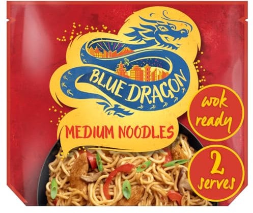 Blue Dragon Wok Ready Medium Noodles | Serves 2 | Perfect For Stir Fries & Other Noodle Based Dishes