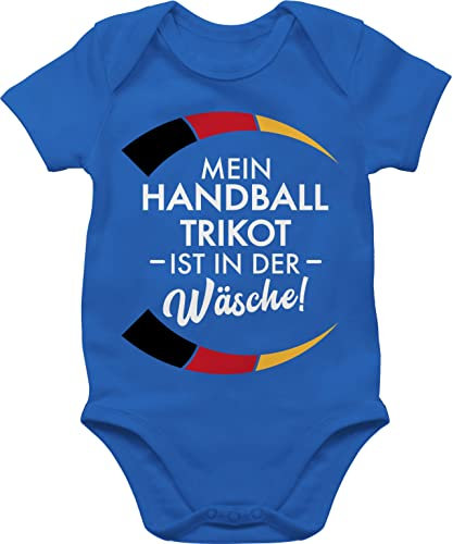 Baby Body Junge Mädchen - 2026 - Mein Handball Trikot ist in der Wäsche - Handball WM EM Witzig Spruch Lustig Trikot Ersatz - 3/6 Monate - Royalblau - sport handball+sprüche bodies ball 2024