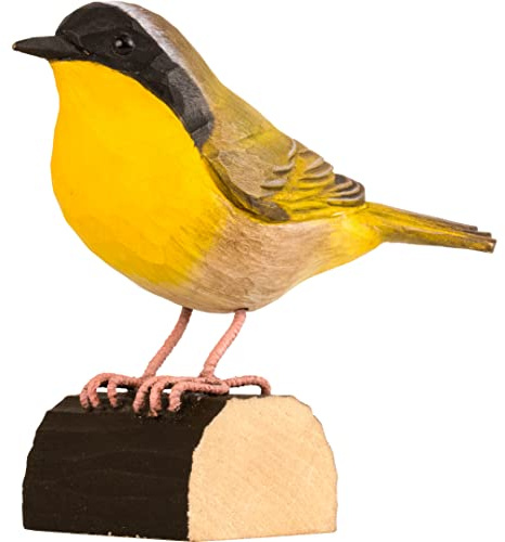 WILDLIFEGARDEN Wildlife Garden WG4676 DecoBird Weiden-Gelbkehlchen - Handgeschnitzter Dekorative Vogel aus Holz - Nordamerikanische Vögel