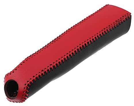 X AUTOHAUX Car Handle Hand Brake Sleeve for Honda Civic 2006-2011 Faux Leather Handbrake Cover for Honda Civic Protector Interior Trim Black Red
