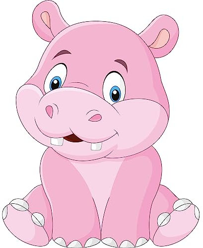 kleberio Aufkleber Nilpferd wasserfest Familie Aufkleber Afrika lächeln Asien tropisch Dschungel Tier Sticker niedlich Deko Autoaufkleber 12 x 9 cm