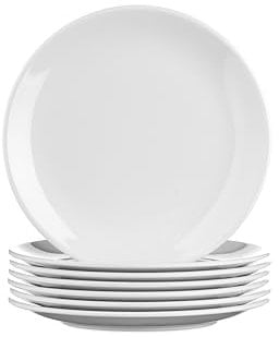 SECO Lot de 6 assiettes rondes en mélamine de 18 cm, durables et résistantes aux rayures, blanc