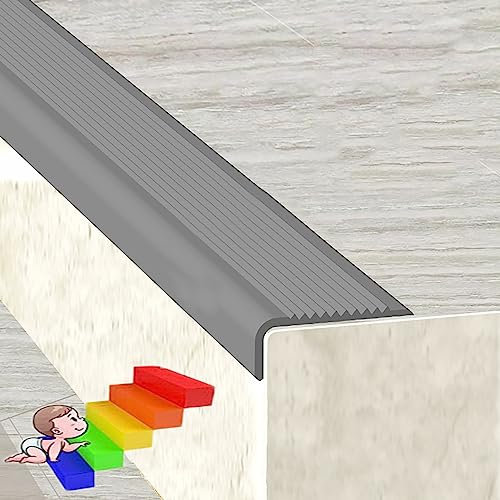 Marches Antidérapantes For Nez De Marche,baguette D’angle De Protection, Cornière PVC Bande De Bordure Largeur1.5x4cm, Pour Les Bords D'escalier Extérieurs Ou Intérieurs ( Color : Gray , Size : L 3m/