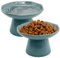 VCEPJH Elevated Cat Bowls 6.1in Shallow Cat Food Plate Pack of 2 Ceramic Raised Cats Dish Flat Anti Whisker Fatigue Wide Pet Food & Water Feeder for Indoor Kitty Kitten (Blue)