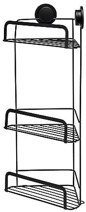 Croydex Stick 'n' Lock 3 Tier Corner Basket Matt Black