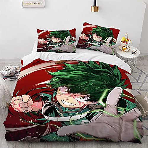 WOLWES Japanische Animation Bettwäsche-Set 135x200 Spielfigur Bettbezug 3D Anime Bettwäsche Set,Erwachsene Kinder Bettbezug, Microfaser Bettbezüge mit Reißverschluss(C12)