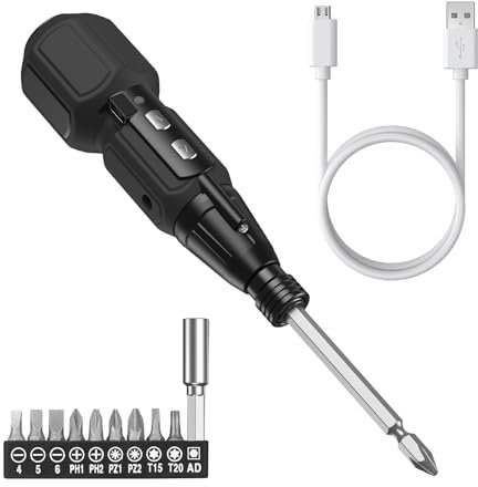 (New Version) Ankilo Mini Electric Screwdriver Kit with 10 Bits, Rechargeable Precision Screwdriver Set with LED Lights & USB Cable, Magnetic Repair Tool Kit for Electronic PC iPhone MacBook