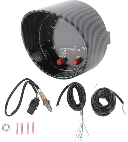 Aramox Breitband-UEGO-Messgerät-Kit 30-0300 Luft-Kraftstoff-Verhältnis-Anzeige, 52 mm, Automatische Dimmung, Breitband-UEGO-AFR-Sensor-Controller-Messgerät