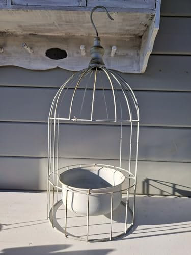 Dekokäfig zum Bepflanzen hängend oder stehend Metall Shabby Chic Landhaus 25x25x56 cm