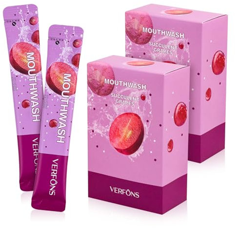 Mini-Mundwasser, tragbares Mundwasser in Reisegröße, 0.35fl.Oz, einzeln verpackt, zur Erfrischung des Atems, leicht zu transportieren, ein Muss für Arbeit, Reisen (Traubengeschmack, 40 Stück)