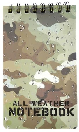 Facynde Wasserdichtes Notizbuch,Wasserdichtes Taschennotizbuch - Wetterfeste -Notizblöcke,Camouflage-PVC-Abdeckung, Regen-Notizbuch, Notizblöcke, Taschen-Memo-Papier-Notizblock