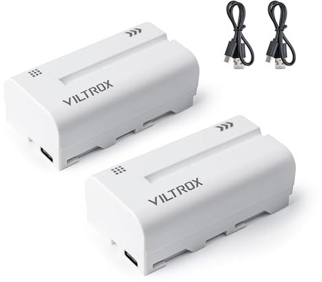 VILTROX NP-F550 2200mAh Li-Ionen-Akku 2er-Pack, wiederaufladbarer Ersatzakku für Sony NP-F550 F750 F770 F95, F960 F970, kompatibel mit Godox Neewer LED-Videoleuchte/Kameramonitor, Typ-C-Ladefunktion