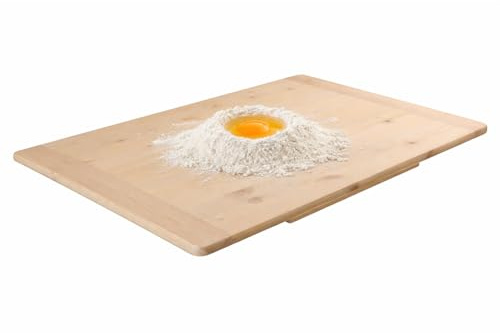 PALUPLUS Spianatoia in Legno di Abete, Misura 80x48 cm, asse stendipasta con bordi arrotondati, gradino antiscivolo, accessorio cucina per impastare dolci, pizza, pane, biscotti, Made Italy -721