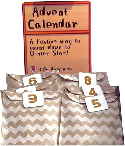 Stardew Valley Adventskalender 2024, Valleys Game Crafts Adventskalender, 24 Tage Weihnachts-Countdown-Kalender mit Ornamenten Zubehör, Weihnachts-Adventskalender 2024 für Spieleliebhaber