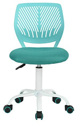 FurnitureR Silla de Gaming para niños, Silla de Oficina, Silla Gamer, Silla de Escritorio, diseño Moderno ergonómico, sin Brazos, Ajuste de Altura del Asiento, Ruedas de Goma, Turquesa M