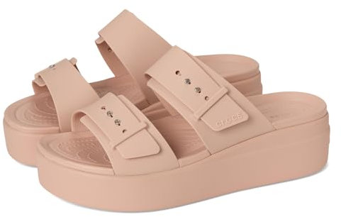 Crocs Damen Brooklyn Buckle Low Wedge Sandal, Pink Caramel, 34/35 EU