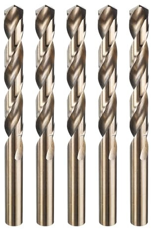 sourcing map 5pcs M35 Cobalt Twist Drill Bit 12mm(15/32) Dia High-Speed Steel Metric Drill Bit with Titanium Coating For Drilling Hard Metals, Stainless Steel, Alloy Steel, Cast Iron