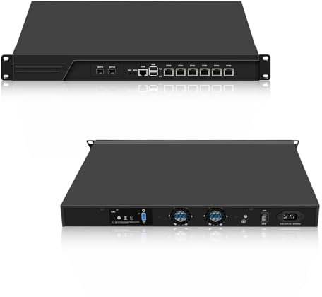 SJRC 1U Rackmount Firewall Appliance 989 Core i5 3320M, Dual SFP+ 10GbE Router PC Support OPNsense, 19 Zoll Network Security Hardware with 8GB RAM 128GB SSD, VGA, 6 x LAN, COM