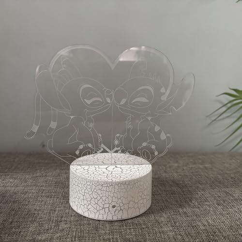 BIRBANN Stitch-Lampe, Lilo und Stitch Kinderlampe, 3D-beleuchtete Lampe, intelligentes Umgebungslicht mit 16 LED-Farben, Stitch Geschenk zum Geburtstag, Geschenk Lilo und Stitch für Mädchen