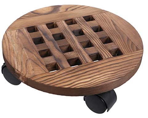 Supvox Blumenständer für Den Innenbereich Rund Aus Holz Blumentopf-unterlage Pflanztöpfe Aufbewahrungstablett Blumentopfhalter mit Rädern Blumentopfhalter für Die Terrasse
