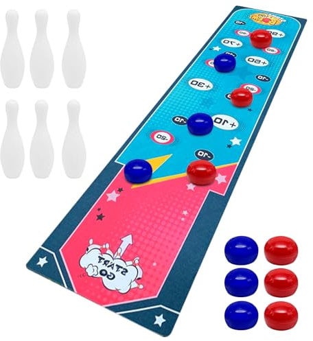 Tabletop Brettspiel Set, Shuffleboard Tabelletop Spiele, Shuffleboard Bowling Fußball Tischspiele Interaktive Tabletop Brettspiele für Kinder und Erwachsene, Brettspiele (Bowling Spiele)