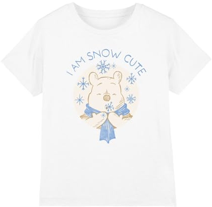 Winnie the Pooh Boy's Snow Cute Unisex Kids T Shirt