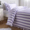 OHS Single Bedding Set Stripe Frill, Ultra Soft Cosy Fabric Pastel Lilac Hue Modern Striped Pattern with Ruffle Frill Edge Single Duvet Set & 1 Pillowcase, Lilac