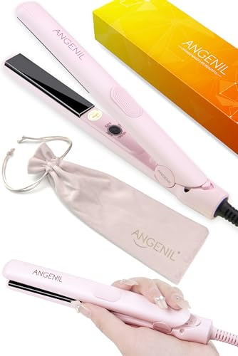 ANGENIL Ultra Mini Hair straighteners for Women, Small Flat Iron 1.8cm Size | Mini Straightener For Short Hair Bangs portable hair straighteners for Travel, Dual Voltage Ceramic Flat Iron, Rapid Heating