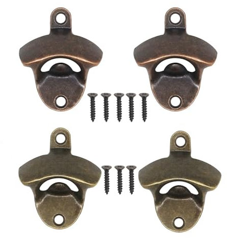 4 Pezzi Apribottiglie Parete, Rustico Vintage Apribirra Muro da Barista con Viti, Vintage Apribottiglie, Cavatappi da Muro, Conservante, Apribottiglie per Bar Cucine Ristoranti Garage Festa Ritrovo