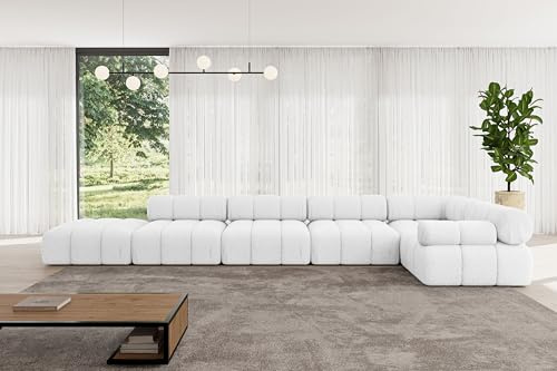 ALTDECOR Modulares Sofa Ecksofa in L-Form Corner modular Sofa Eckcouch Couch Wohnlandschaft Cauchsofa Polstersofa Felto-L3-475x190x70 cm Weiß
